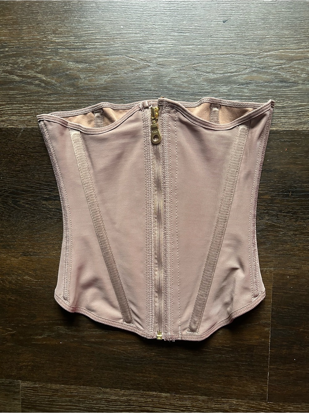 Mauve Zip-Front Waist Trainer Corset Top - Unbranded